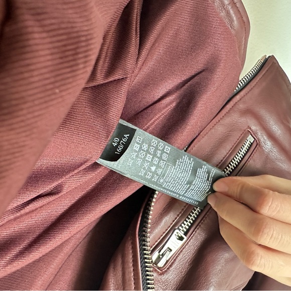 AllSaints Burgundy Lamb Leather Jacket – New Without Tags - Picture 4 of 8